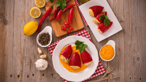 Pimientos rellenos de Bacalao