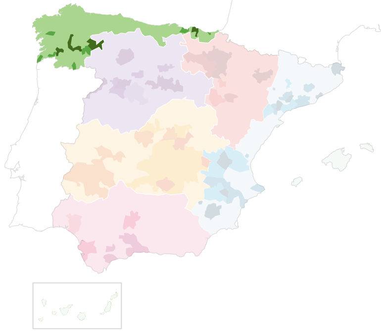 Green Spain Wine Area Map