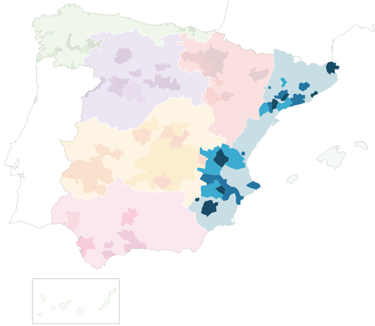 The Mediterranean Coast Wine Area Map